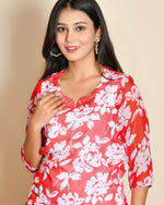 Cherry Red Floral Cord Set