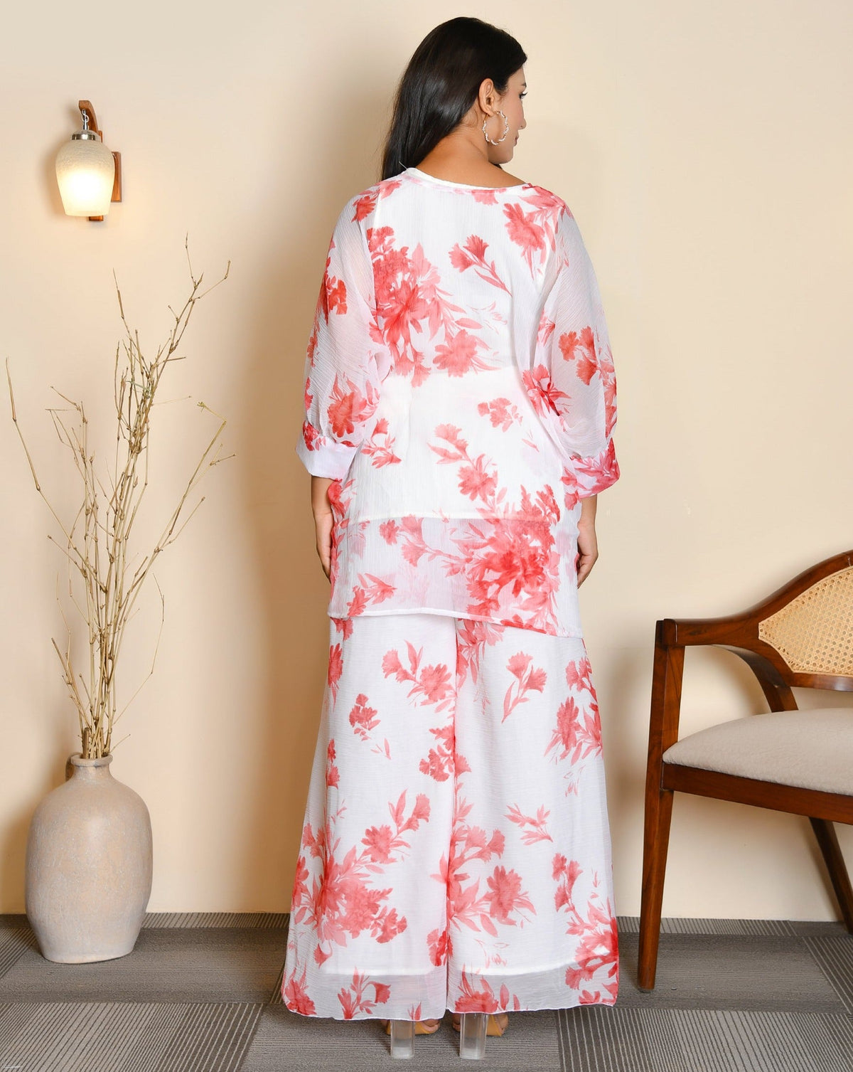Birdie White Floral Cord Set