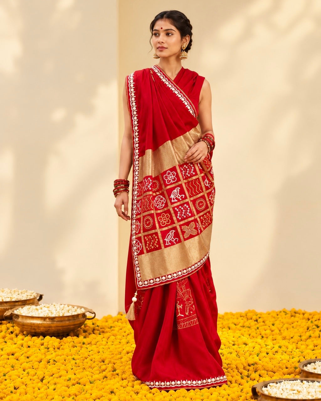 Laal Ishq Bandhej Saree