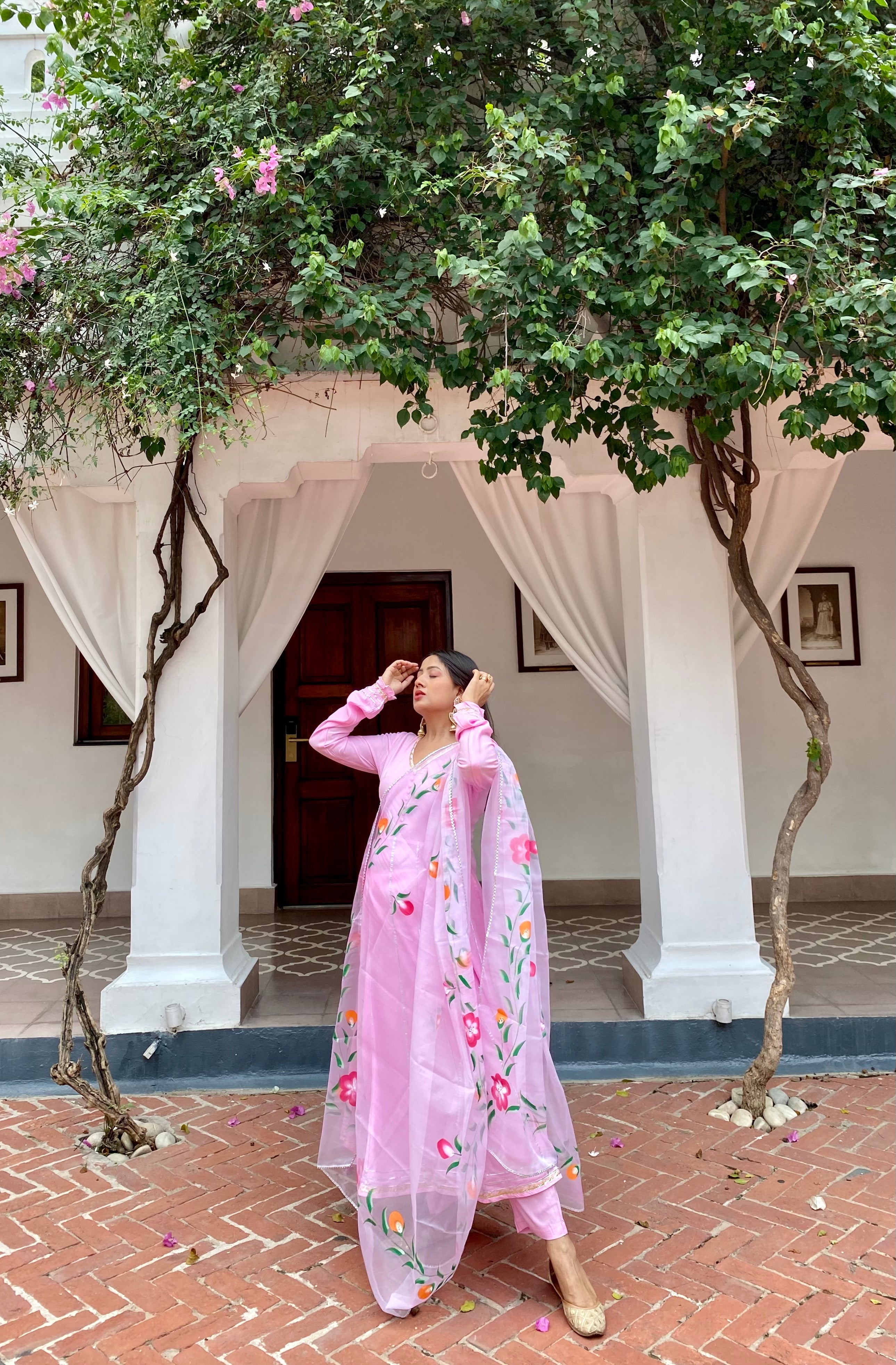 Uma Pink Gotta Anarkali Suit Set | Relove