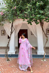Uma Pink Gotta Anarkali Suit Set | Relove