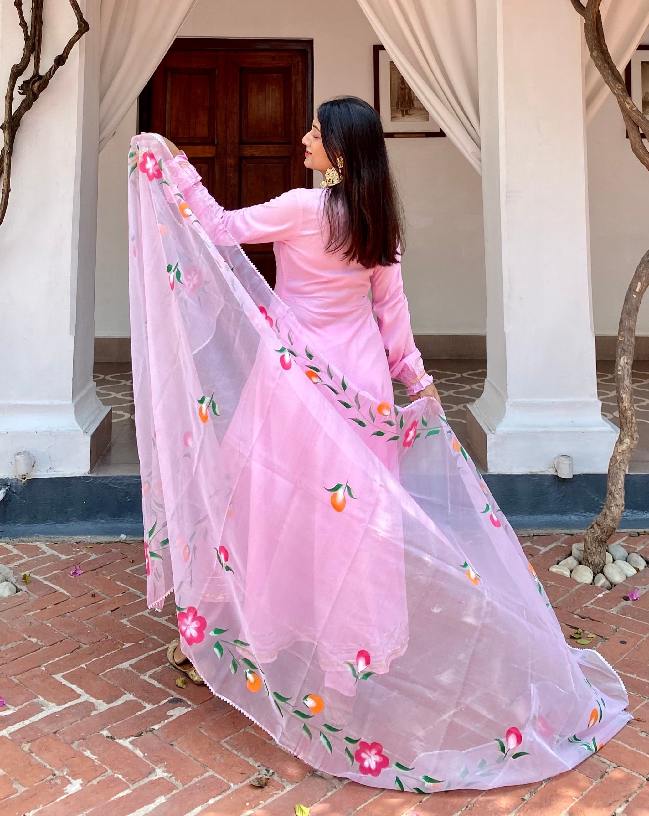 Uma Pink Gotta Anarkali Suit Set | Relove