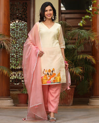 Urmila Cream Handpainted Suit Set