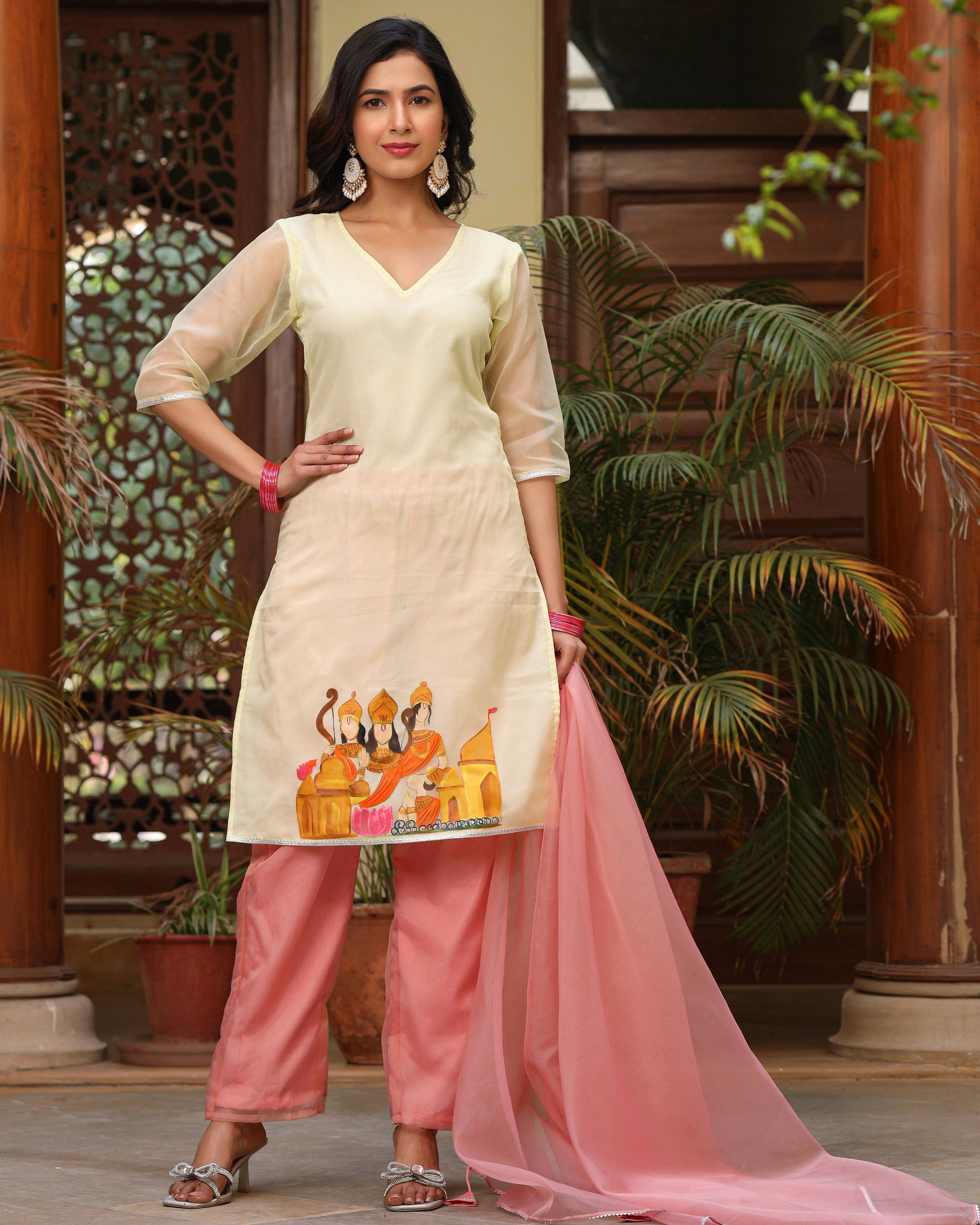 Urmila Cream Handpainted Suit Set