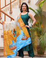 Siya Green Handpainted Suit Set
