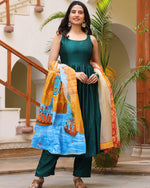 Siya Green Handpainted Suit Set