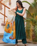 Siya Green Handpainted Suit Set