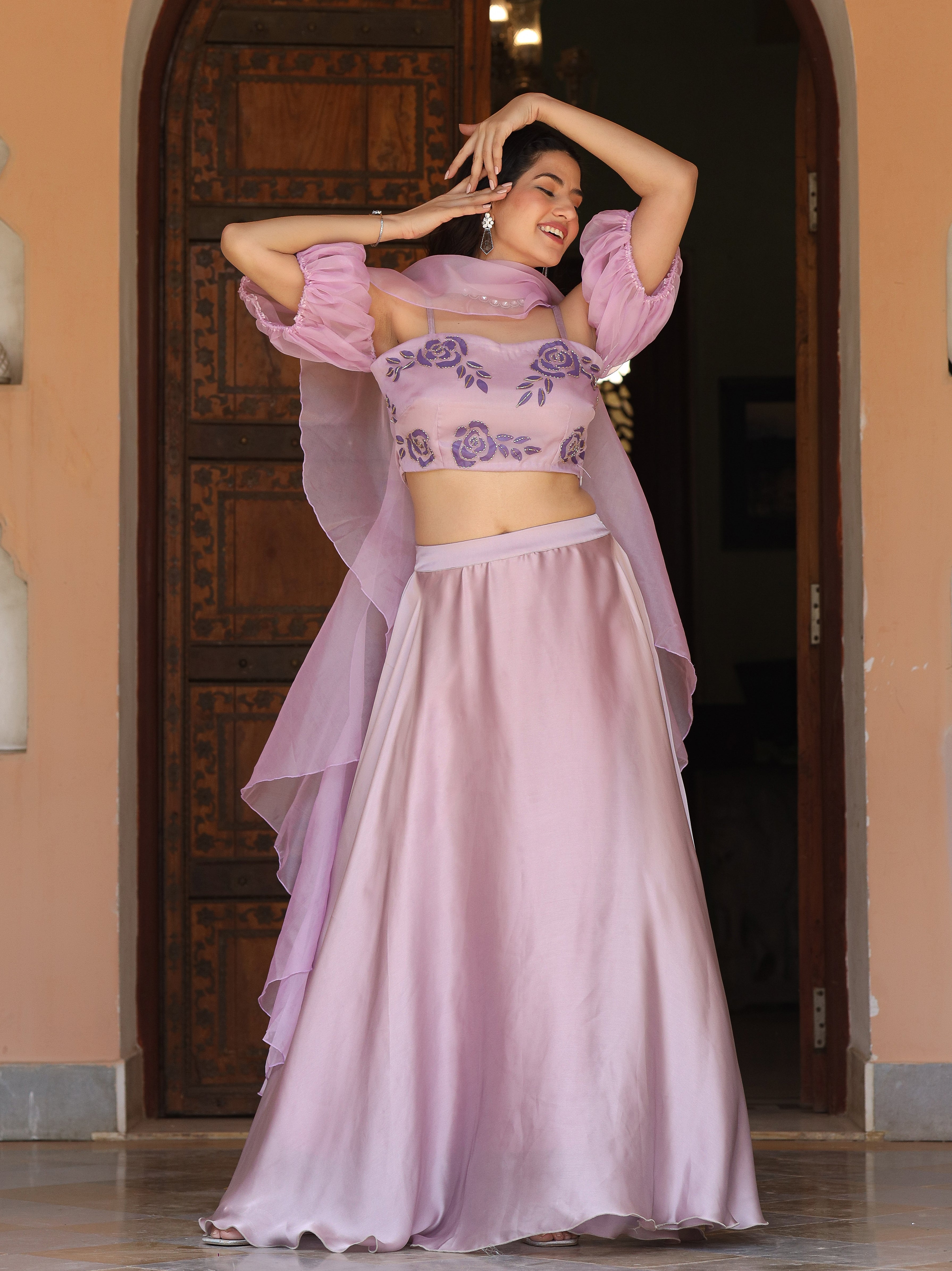 Laila Lavender Handpainted Lehenga Set