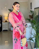 Mishika Pink Rose Handpainted 3 Piece