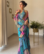 Naina Blue Bandhej Saree
