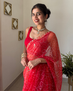 Riva Red Bandhej Saree