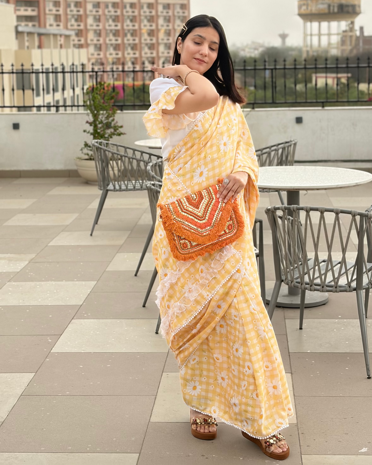 Bloom Yellow Floral Saree