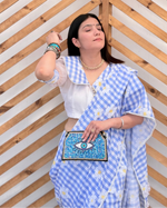 Rosy Blue Floral Saree