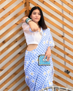 Rosy Blue Floral Saree