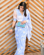 Rosy Blue Floral Saree