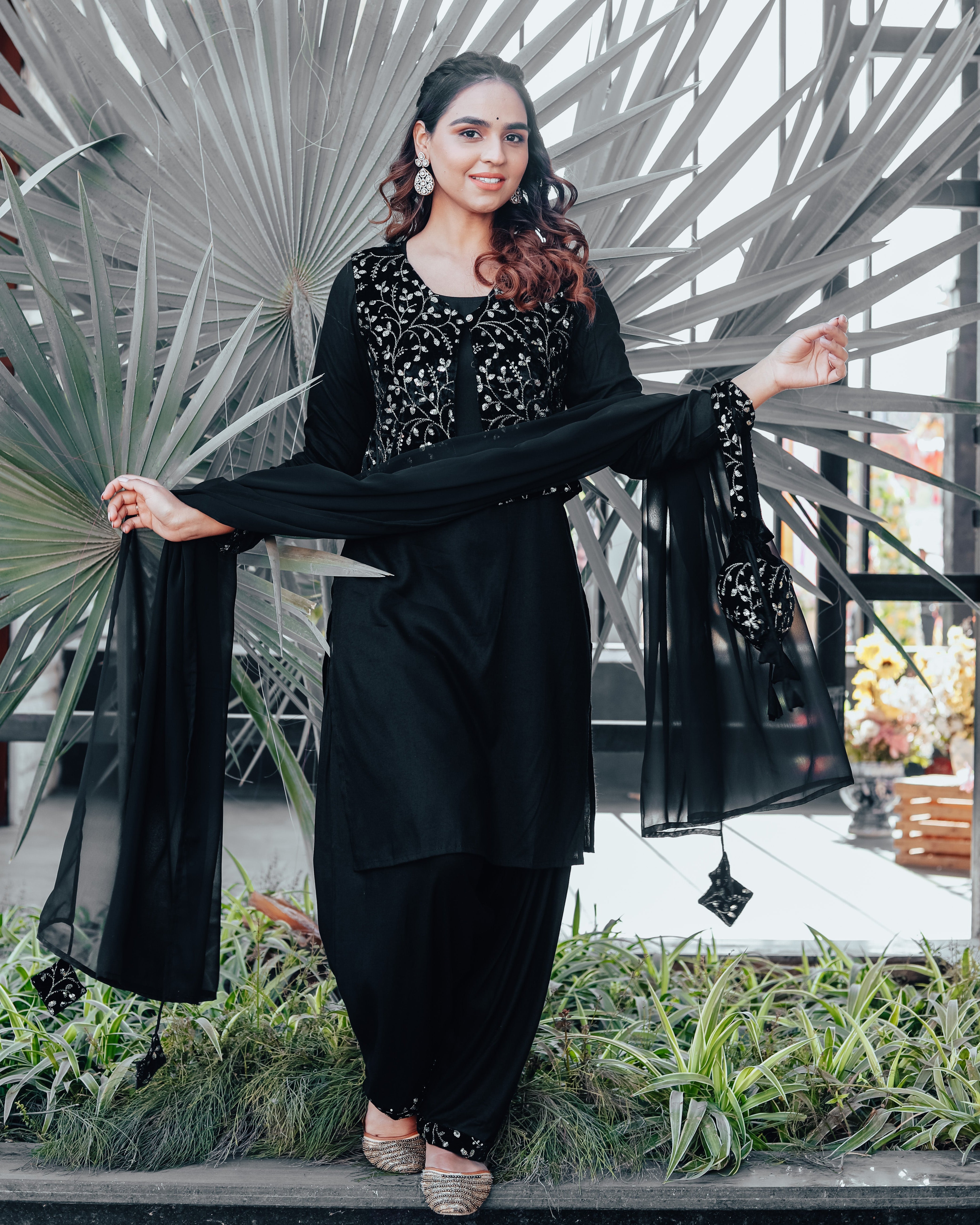 Raha Black Embroidered Suit Set