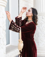 Noor Jahan Maroon Embroidered Kurta Set