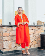 Nargees Orange Embroidered Suit Set