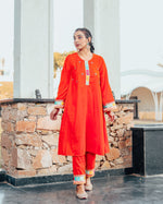 Nargees Orange Embroidered Suit Set