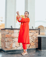 Nargees Orange Embroidered Suit Set