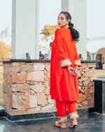 Nargees Orange Embroidered Suit Set