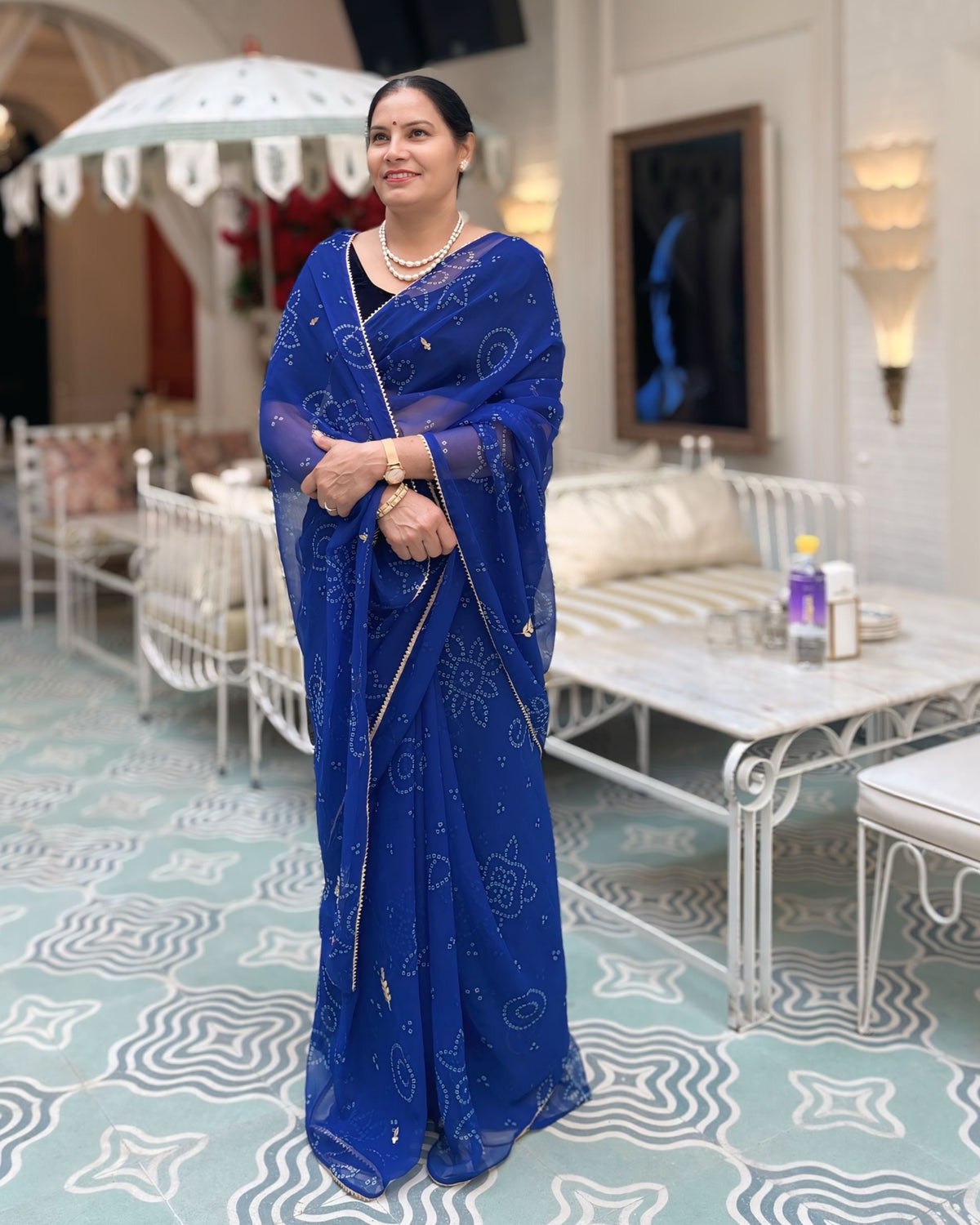 Neelam Blue Bandhani Saree