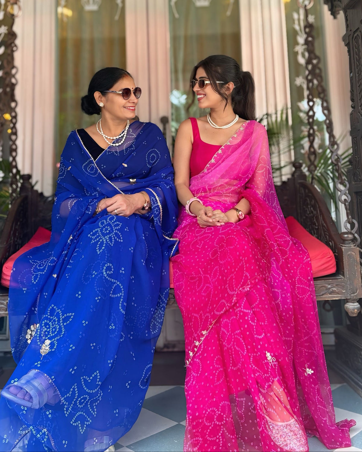 Maharani Pink Bandhni Saree