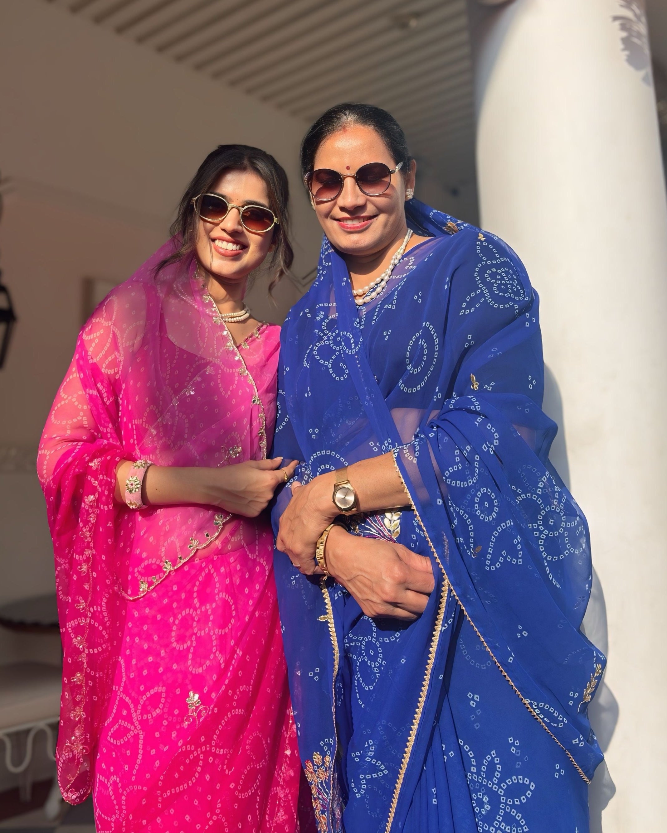 Maharani Pink Leheriya Pre Draped Saree
