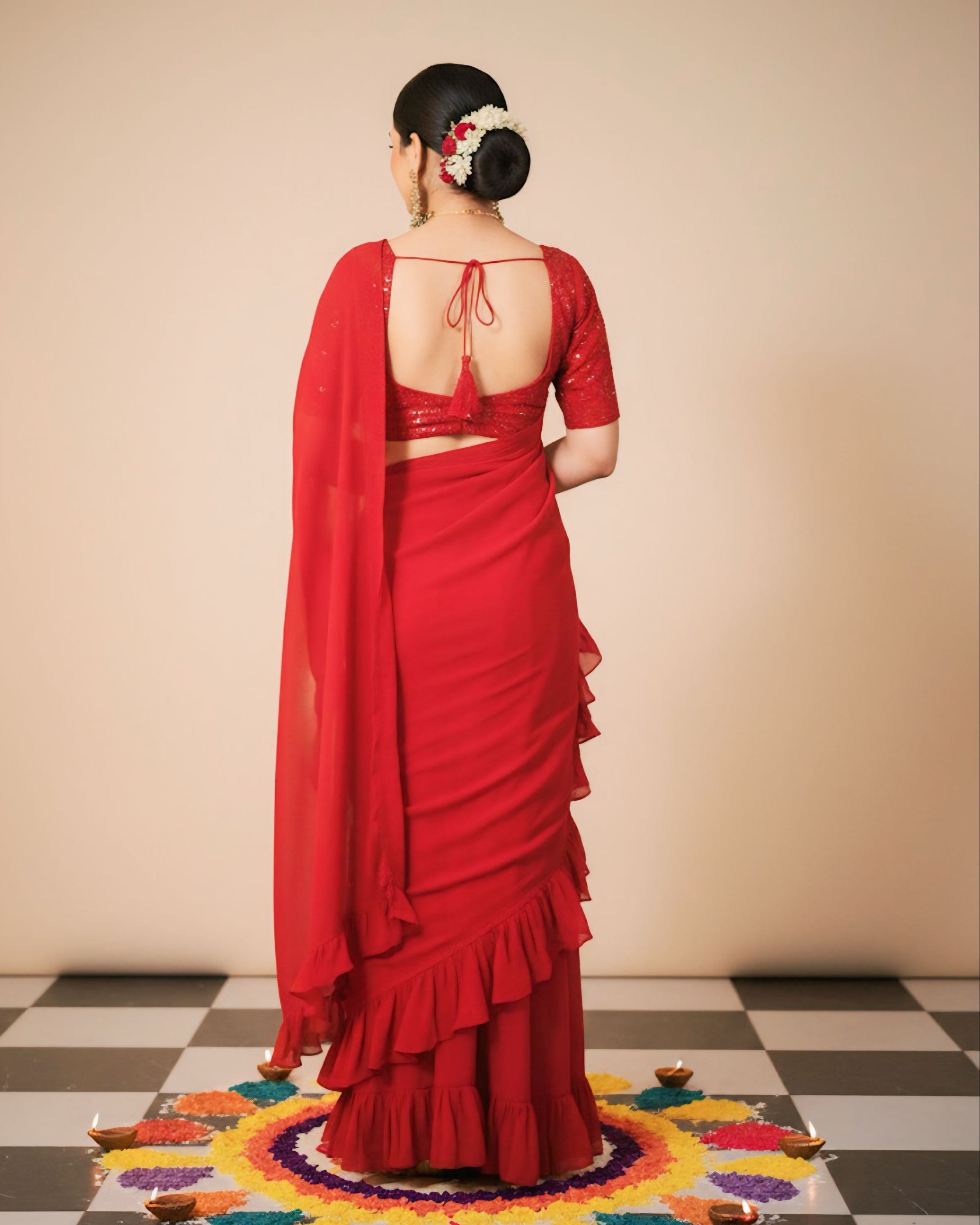 Rose Red Royale Draped Saree