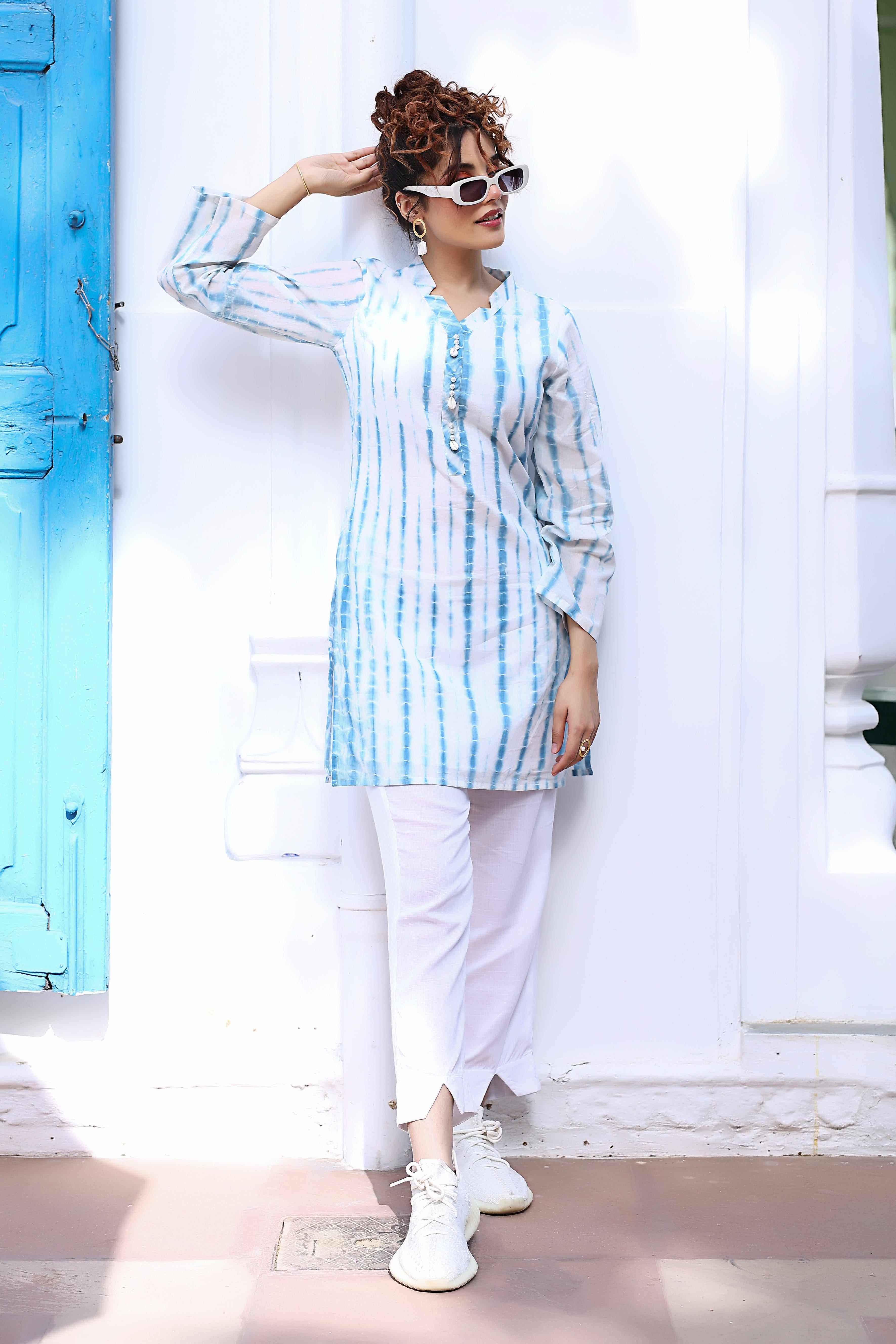 Sky Blue Tie- Dye Kurta Set