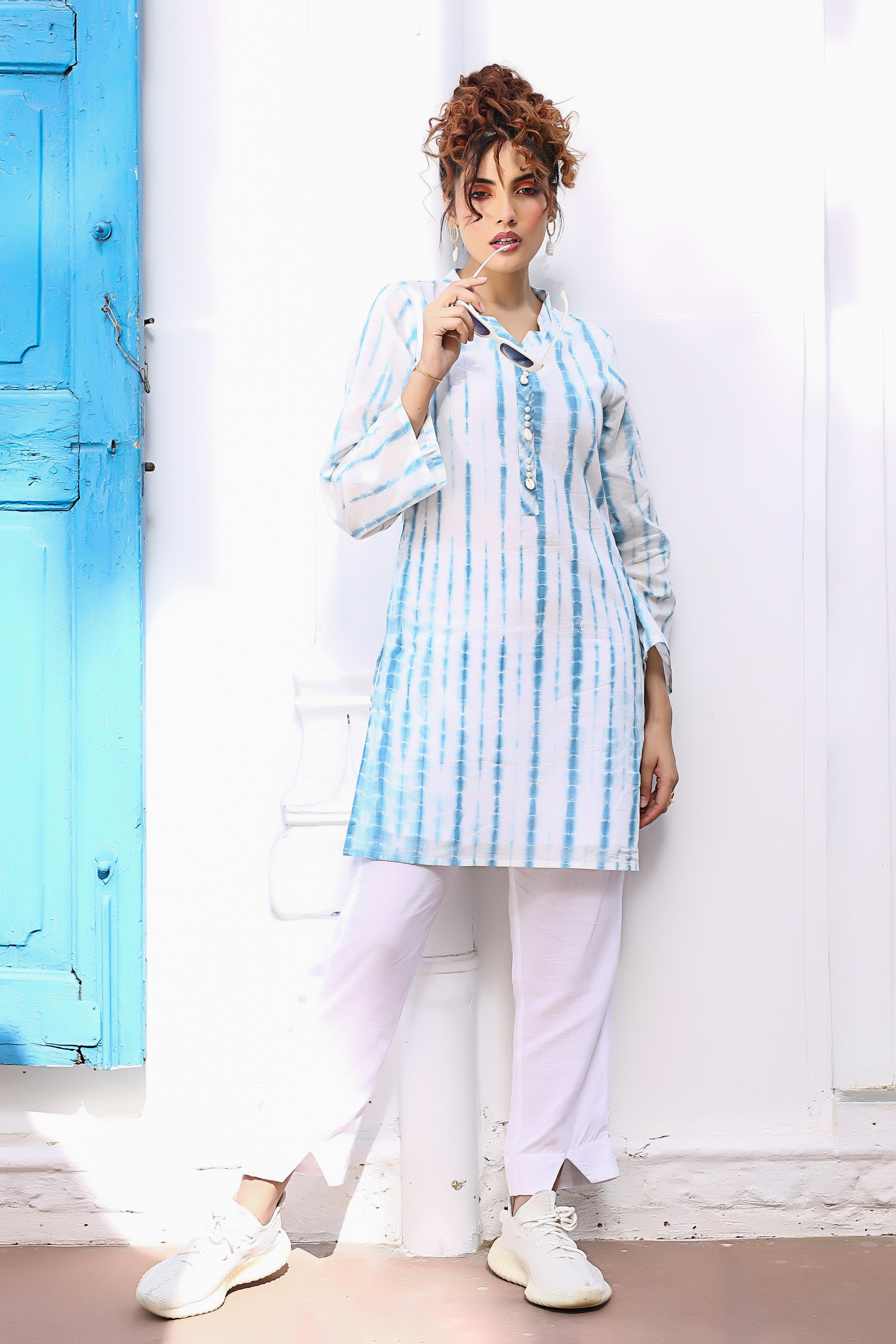 Sky Blue Tie- Dye Kurta Set