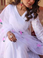 White Angrakha With Hand painted Dupatta
