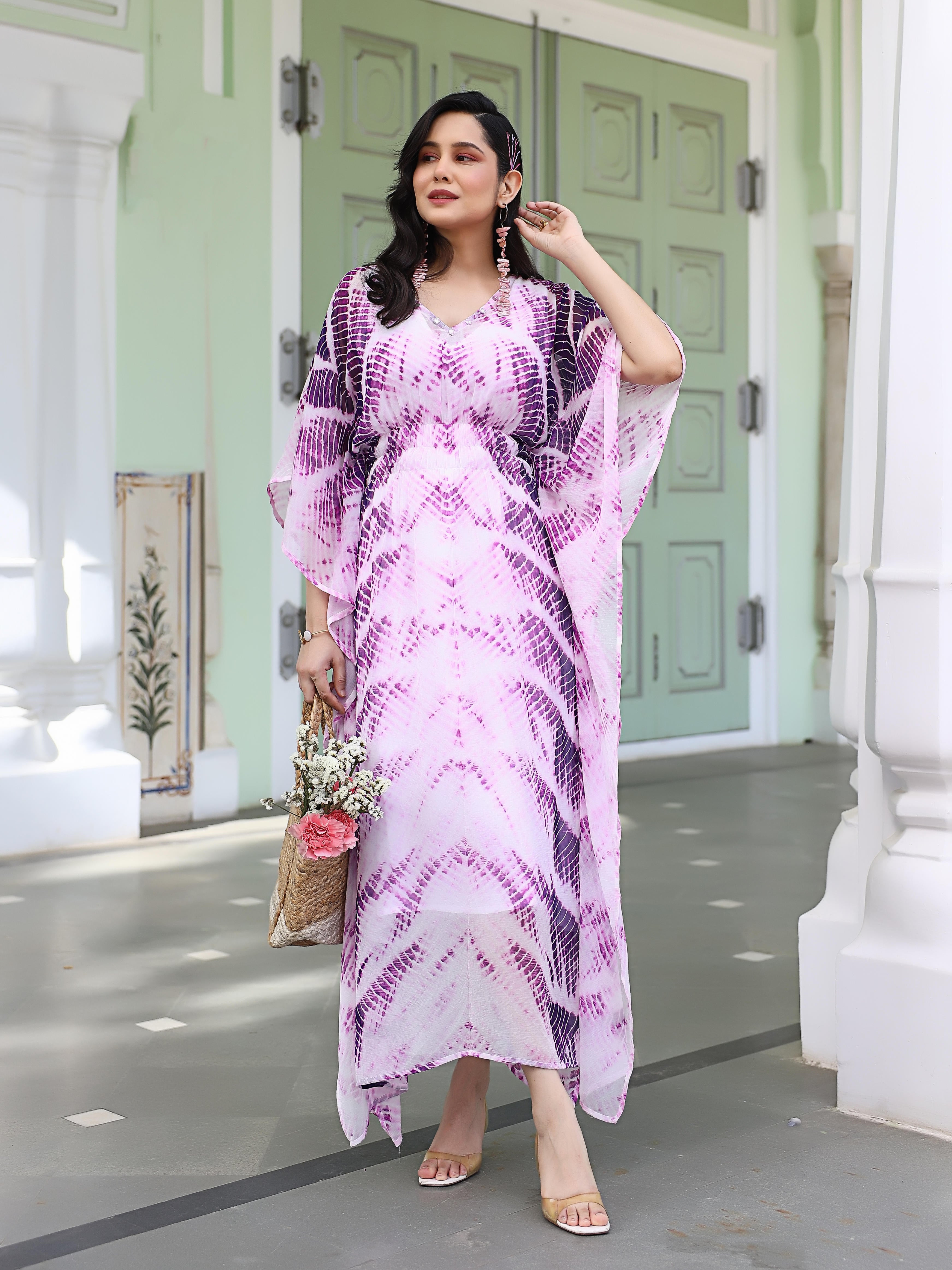 Floppy Lavender Tie- Dye Kaftan