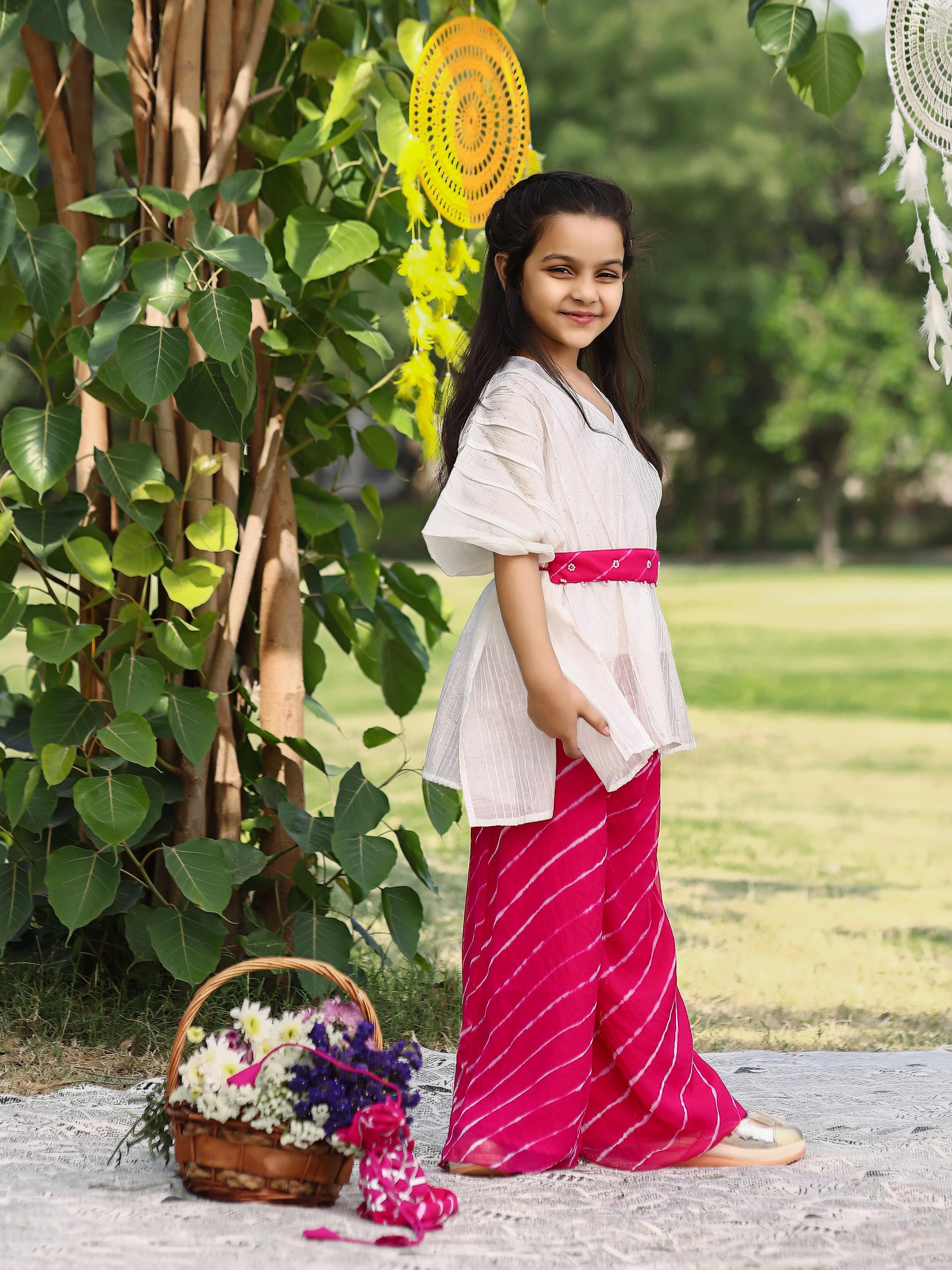 Flowy White Kaftan Set