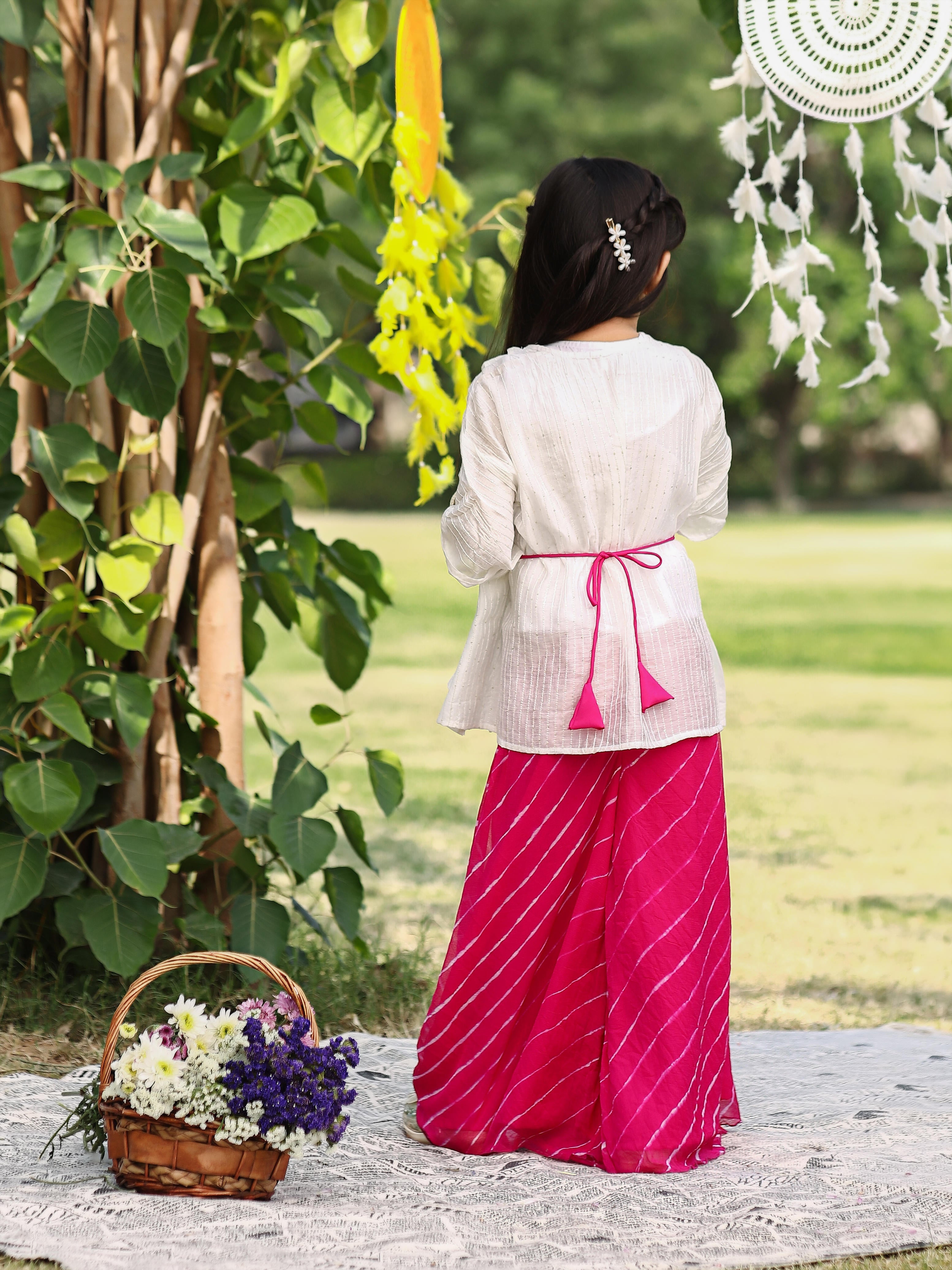 Flowy White Kaftan Set