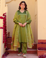 Inayat Green Hand Painted Suit Set