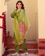 Inayat Green Hand Painted Suit Set