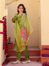 Inayat Green Hand Painted Suit Set