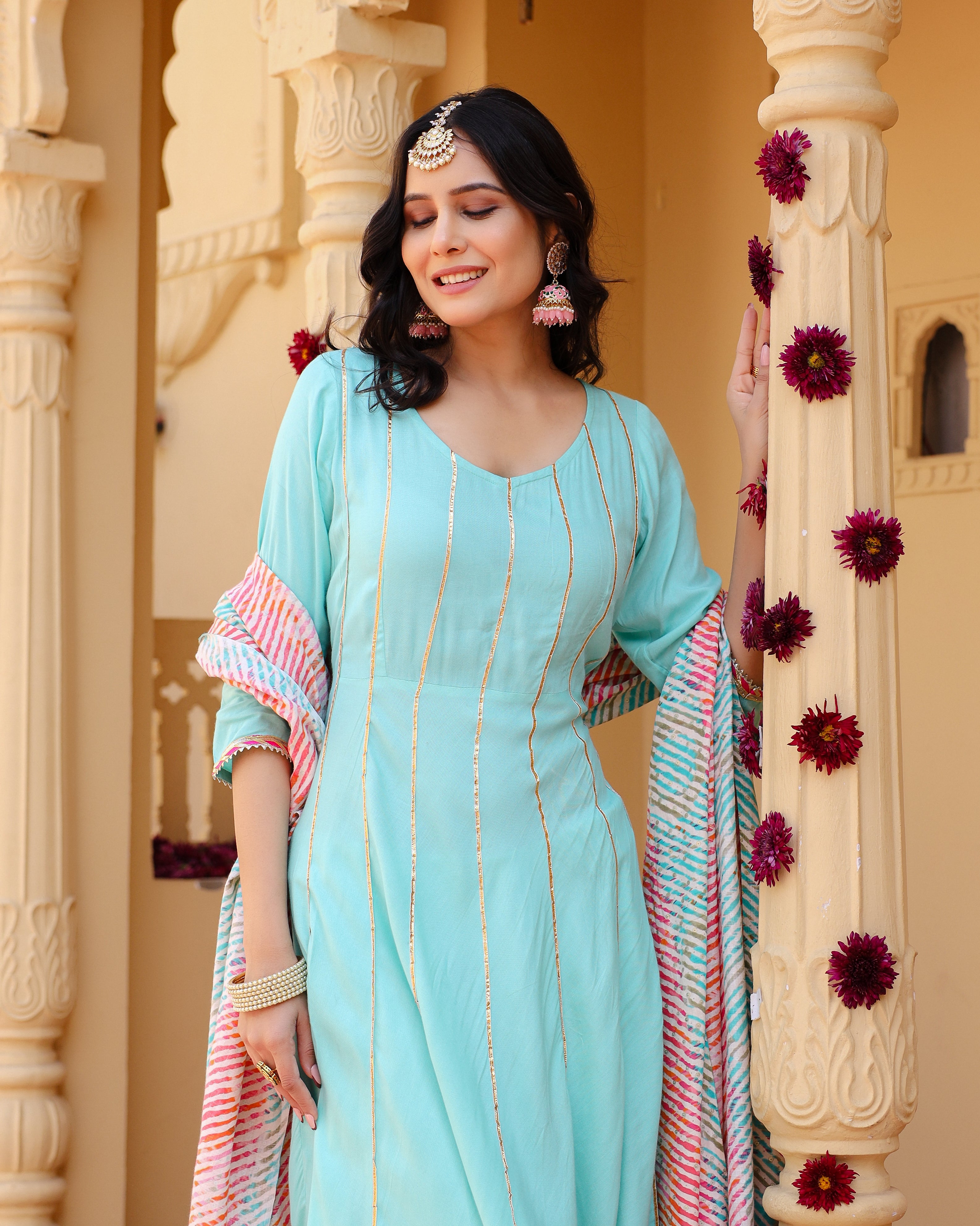 Ella Sky Blue Gota Suit set