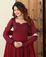 Kiara Handapinted Wine Silk Suit Set