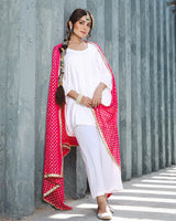 Anna White Suit with Mirror Worked Dupatta