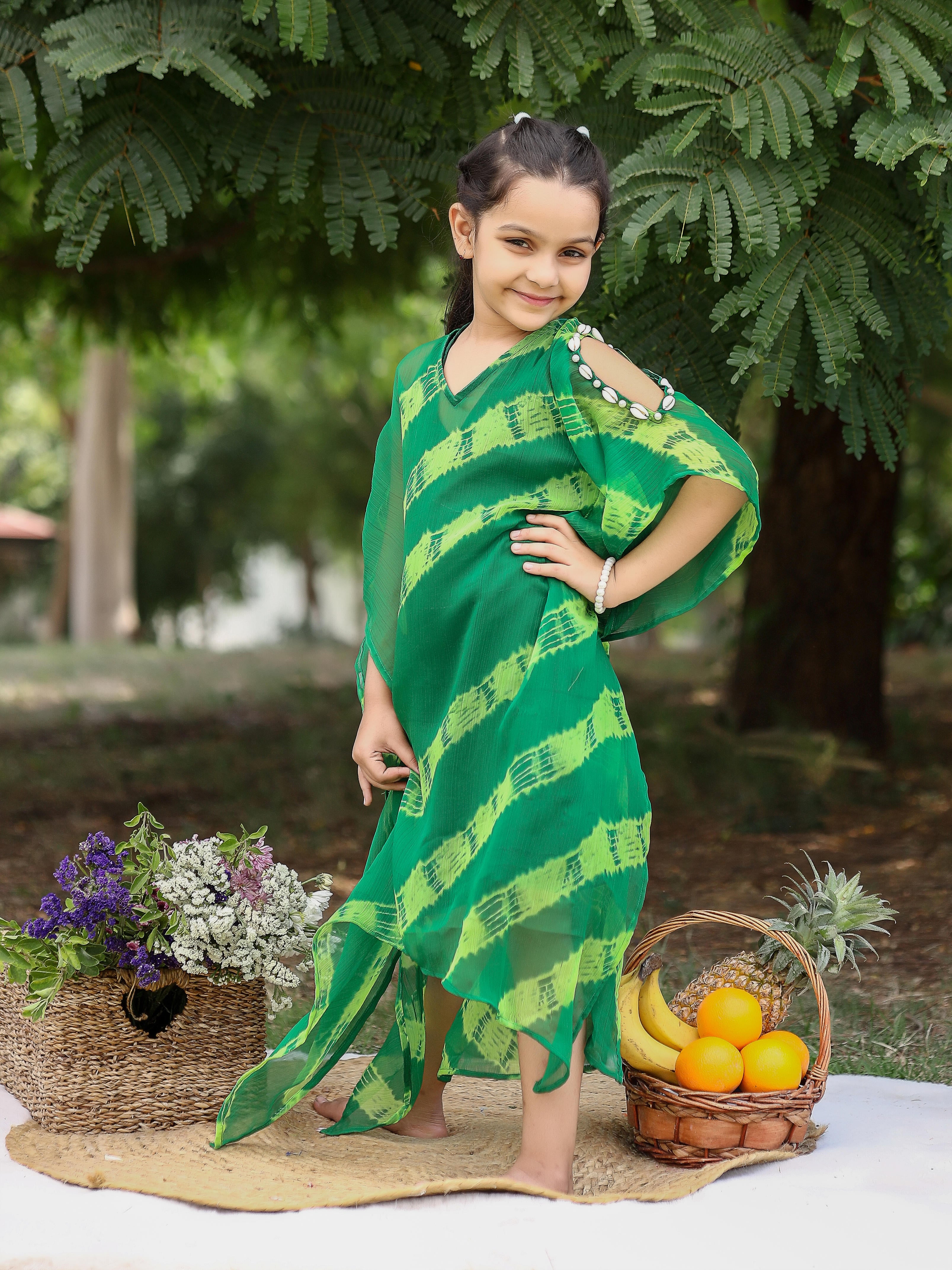 Kids Beryl Green Kaftan