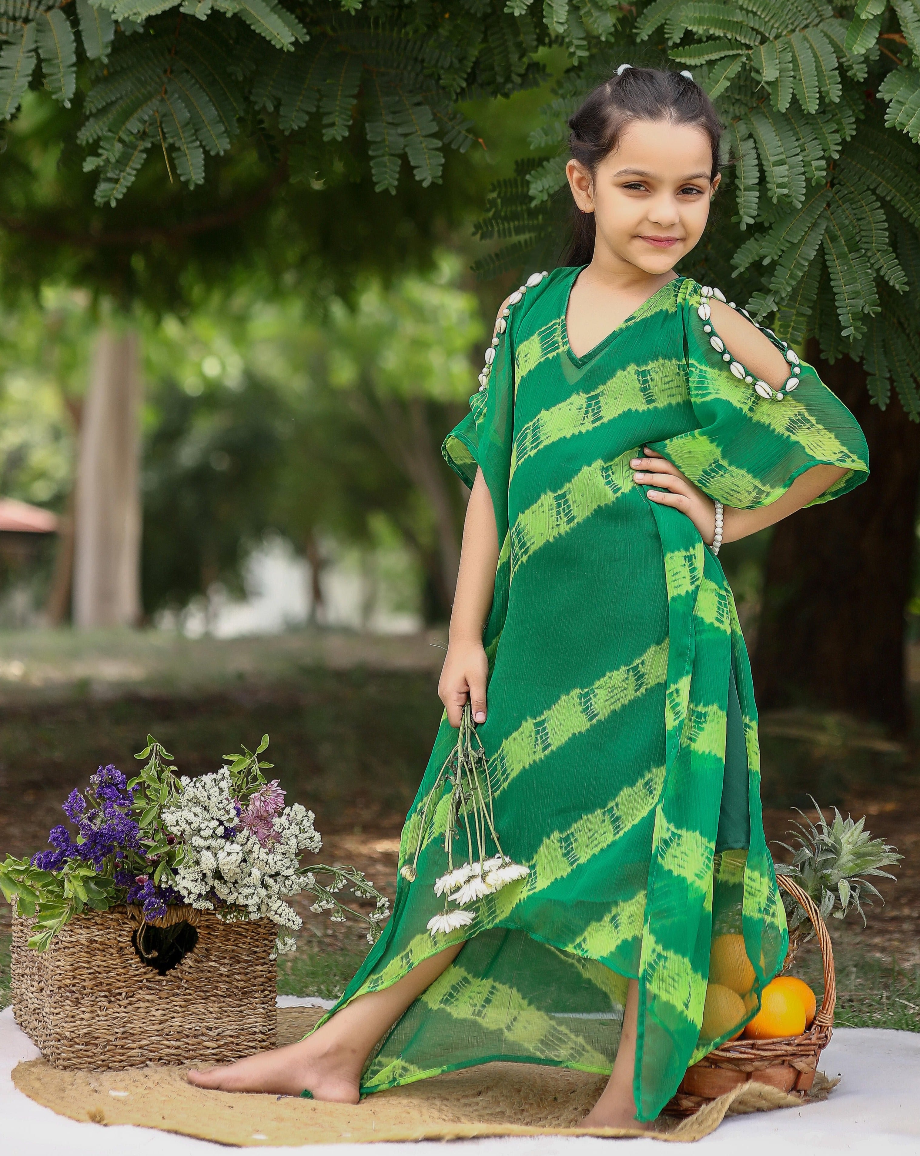 Kids Beryl Green Kaftan