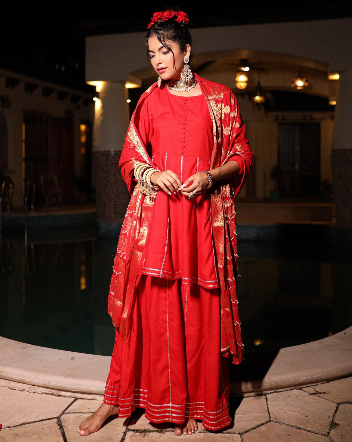 Aarna Red Gotta Suit Set
