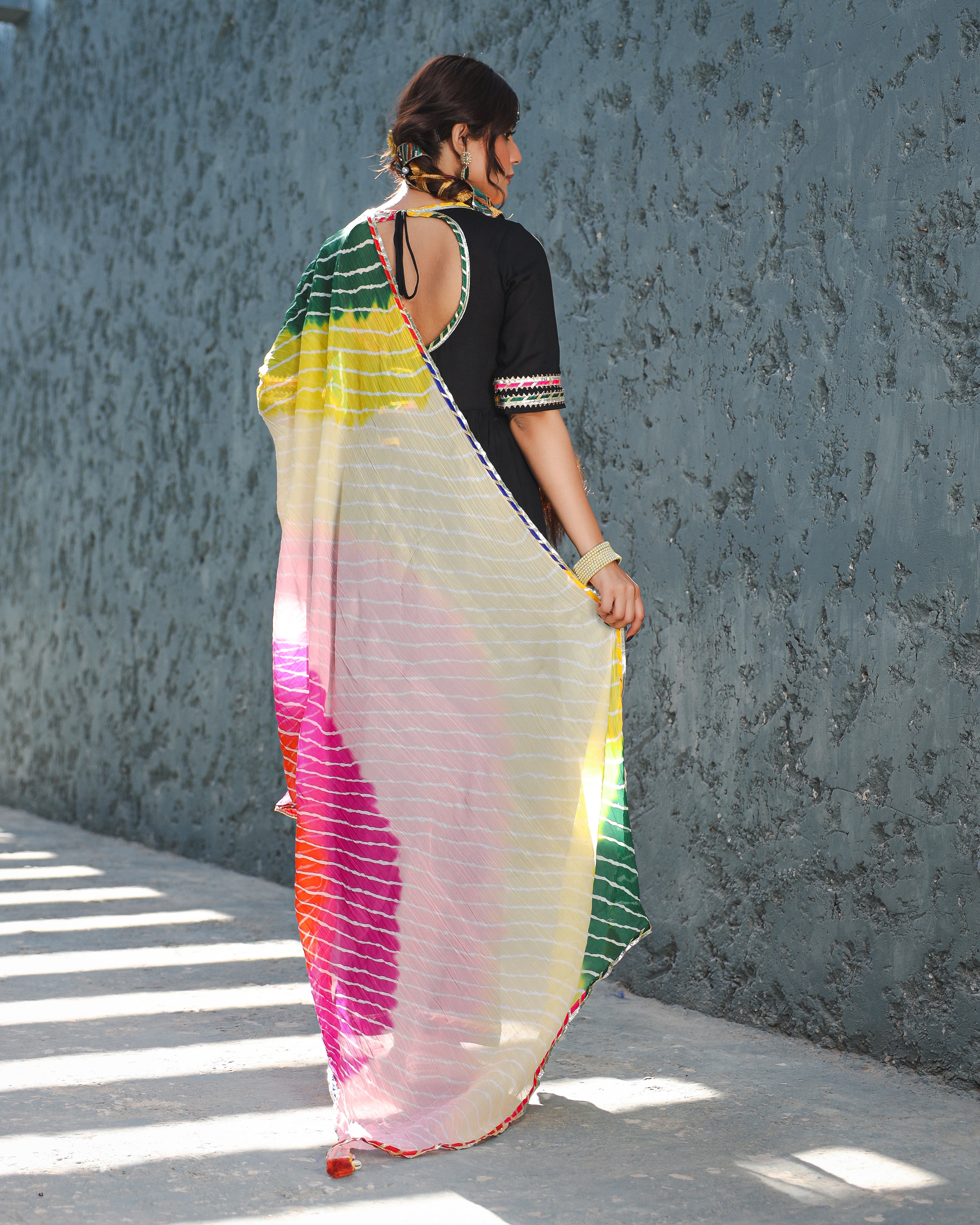 Emily Black Suit with Multicolour Dupatta