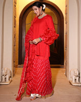 Krisha Red Balloon Sleeves Suit Set
