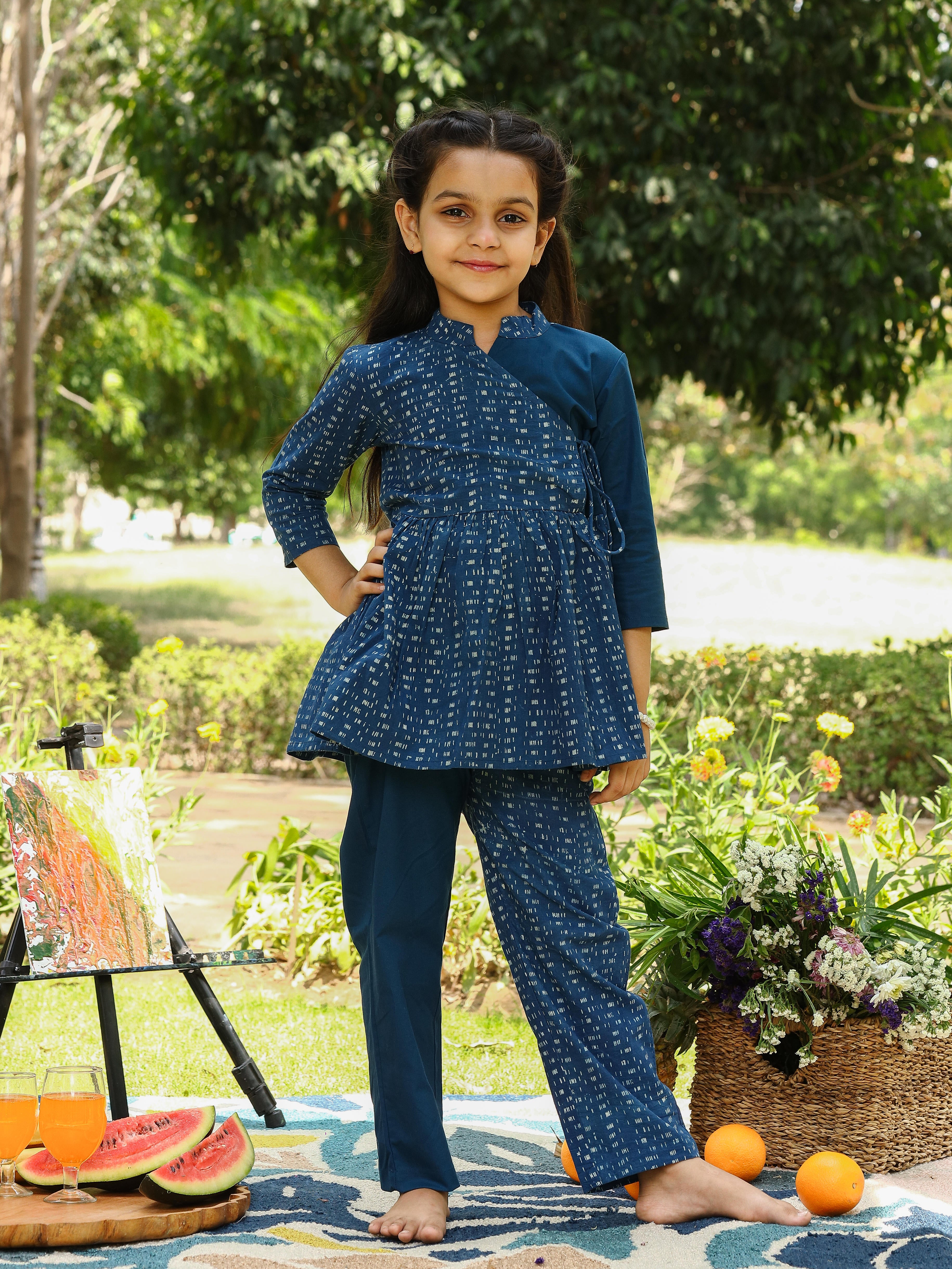 Kids Asymmetric Indigo Co-ord Set