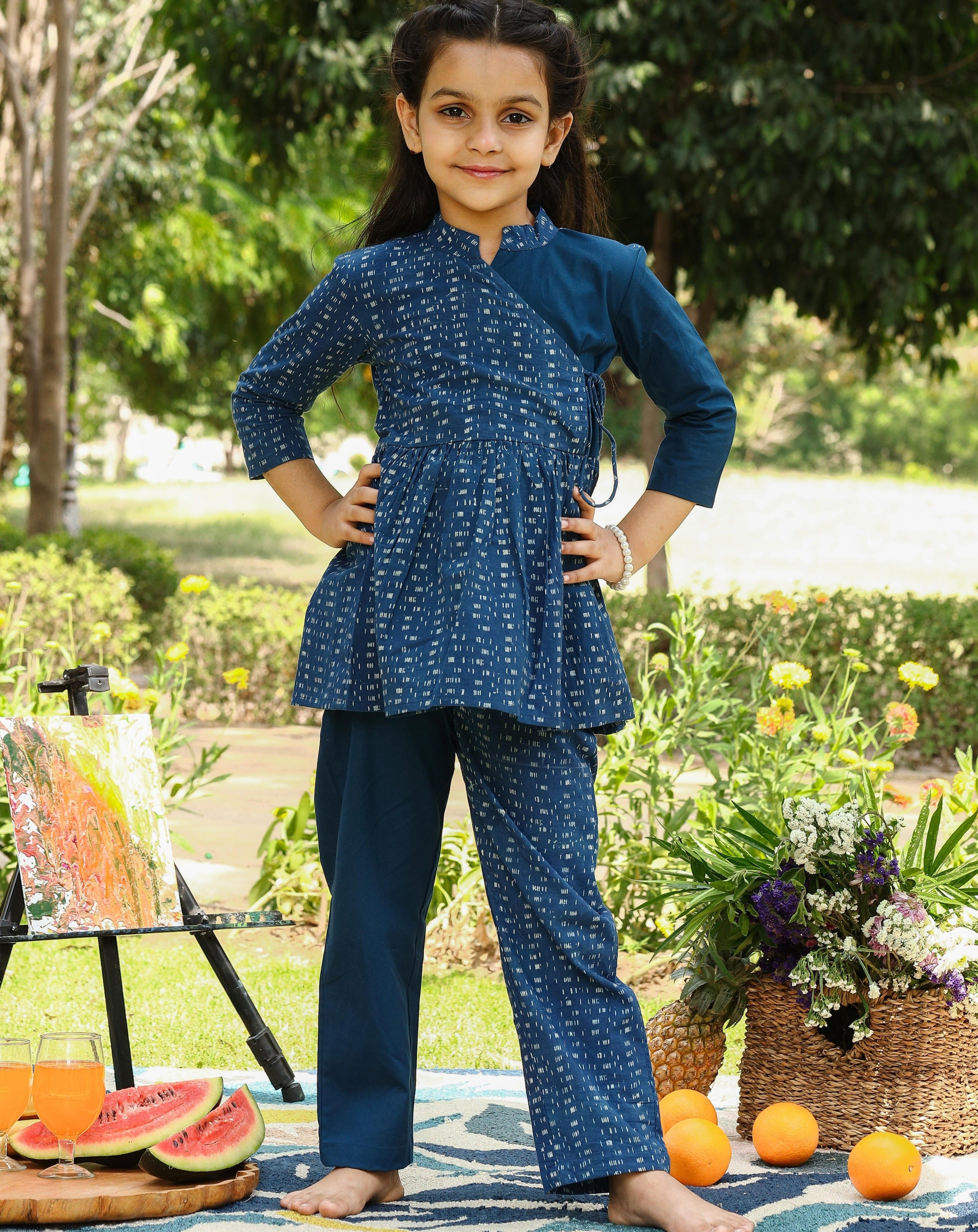 Kids Asymmetric Indigo Co-ord Set