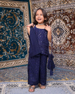 Kids Neelam Chikankari Plazo Set