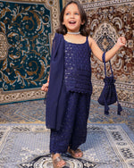Kids Neelam Chikankari Plazo Set